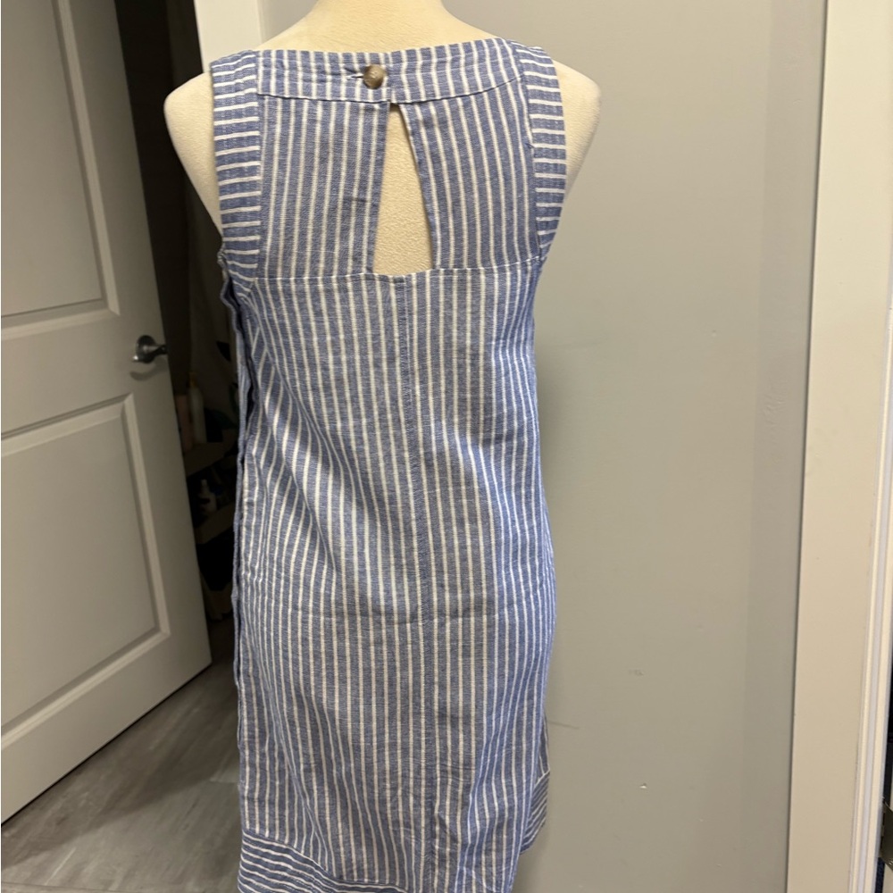 NWOT ForCynthia Linen Denim Blue and White Stripe Dress - XS/S - Picture 6 of 10